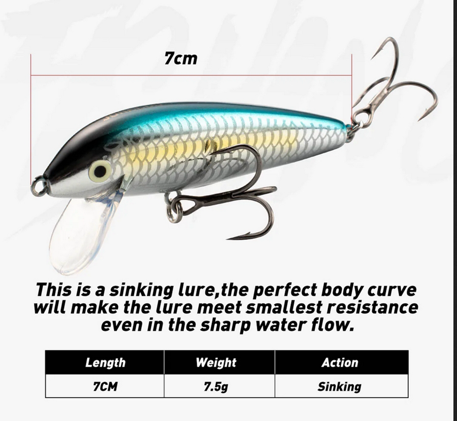 Mini Minnow Bait 7cm 7.5g Sink - Fishing Equipment Bait ulasan dan harga