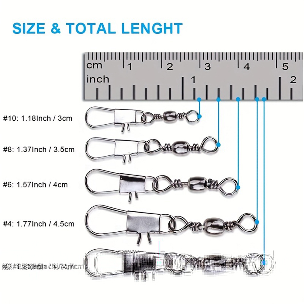 100Pcs/Lot 4#6#8#10#12# Swivel - Fishing Equipment Tackle ulasan dan harga