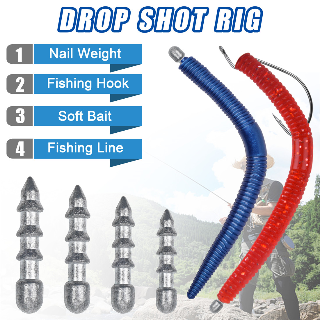 60PCS Nail weights Worm Fishin - Fishing Equipment Tackle ulasan dan harga