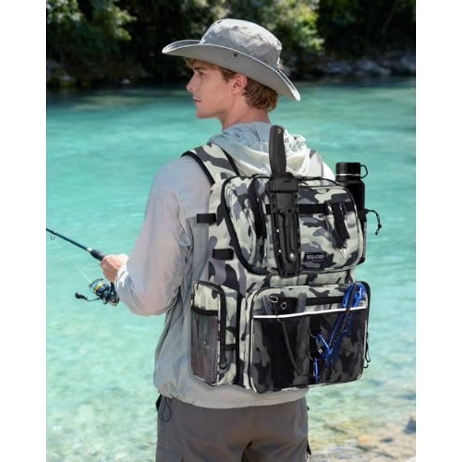 Fishing Backpack with Rod Hold - Fishing Equipment Tackle ulasan dan harga