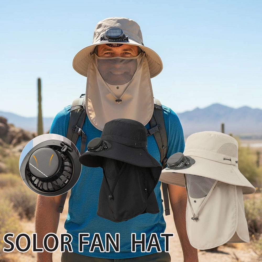 Solar fan Hat Large Shawl Suns - Fishing Equipment Clearance ulasan dan harga