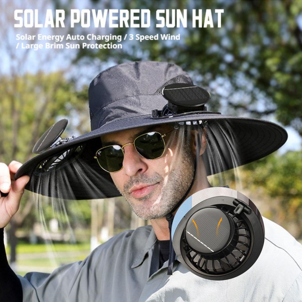 Solar fan Hat Large Shawl Suns - Fishing Equipment Clearance ulasan dan harga