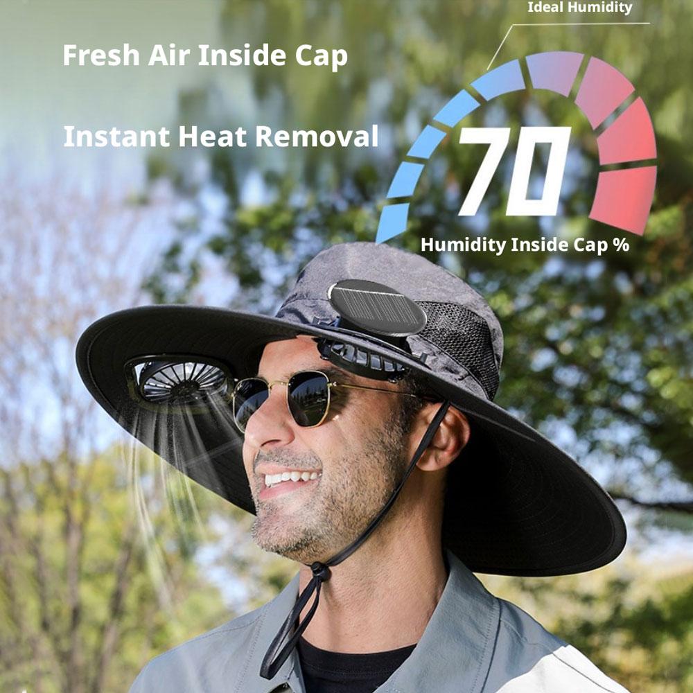 Solar fan Hat Large Shawl Suns - Fishing Equipment Clearance ulasan dan harga